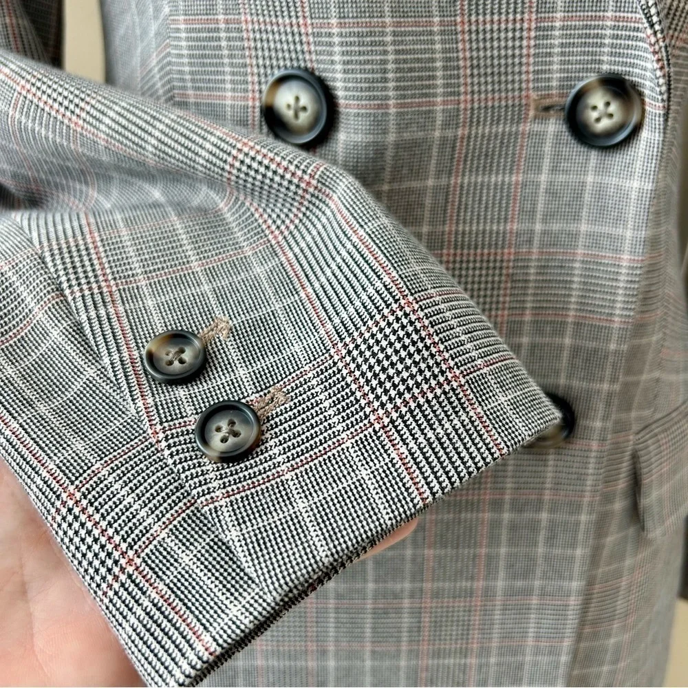 Lini Bloomingdale's Double Breasted Olivia Glen Plaid Blazer Houndstooth XS NWT